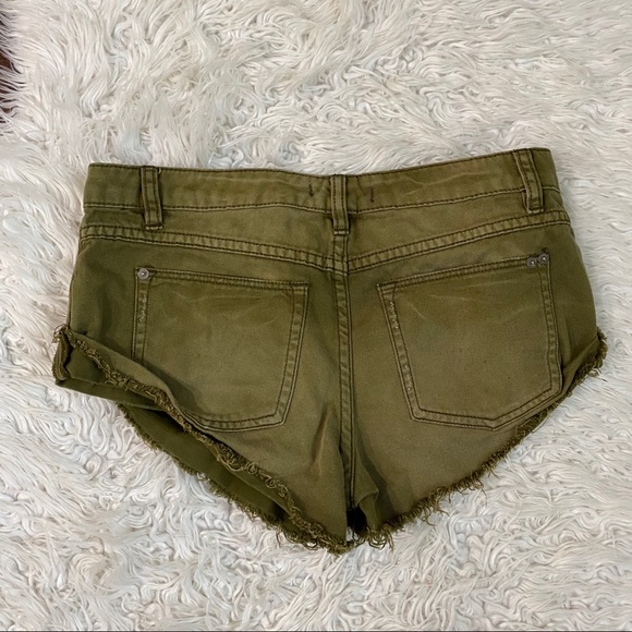 Free People Green Denim Cutoff Shorts - Picture 4 of 4